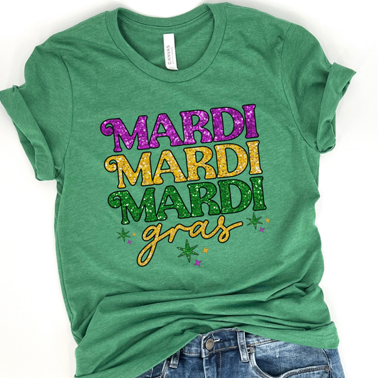 Mardi Gras sparkling women's graphic t-shirt