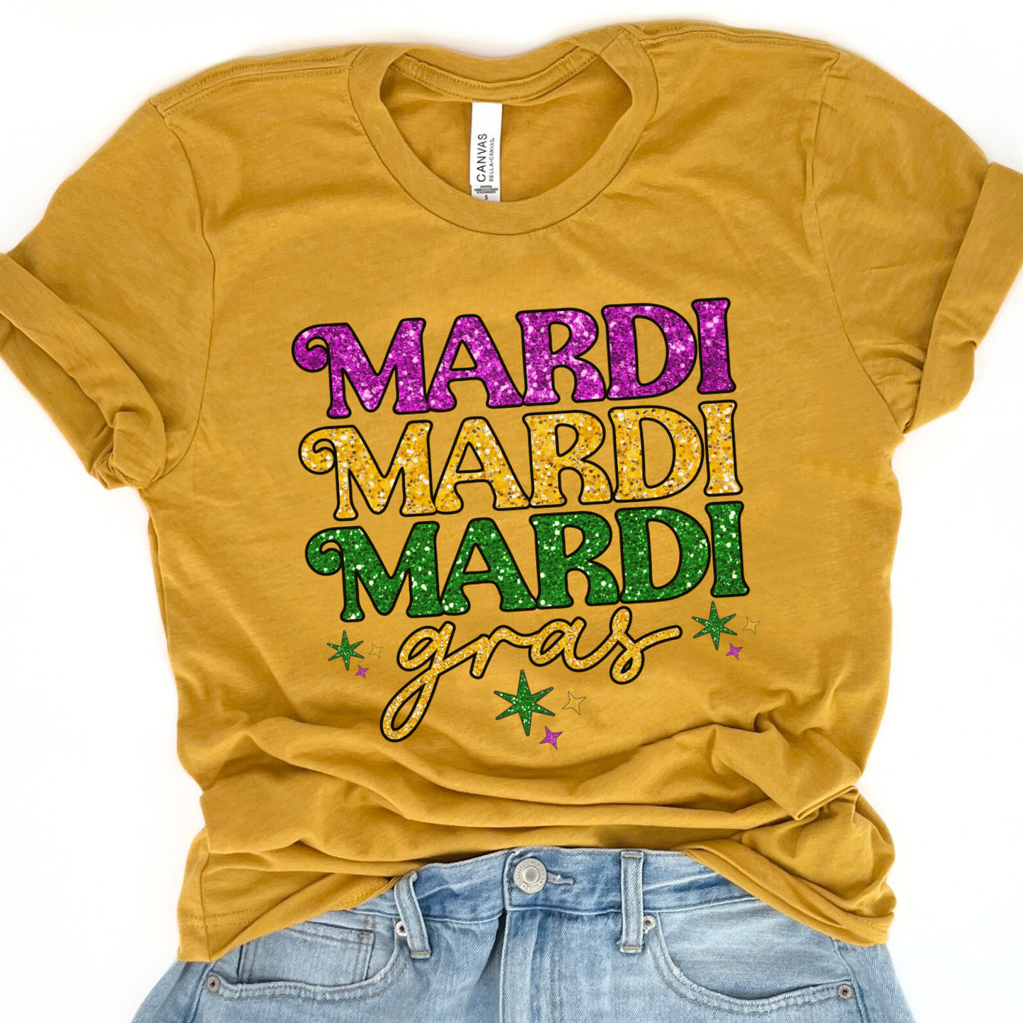 Mardi Gras sparkling women's graphic t-shirt