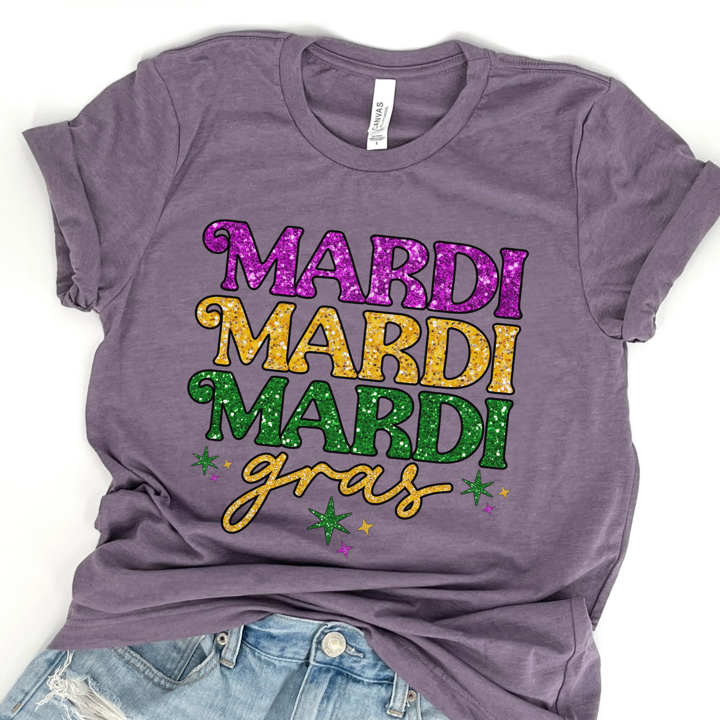 Mardi Gras sparkling women's graphic t-shirt