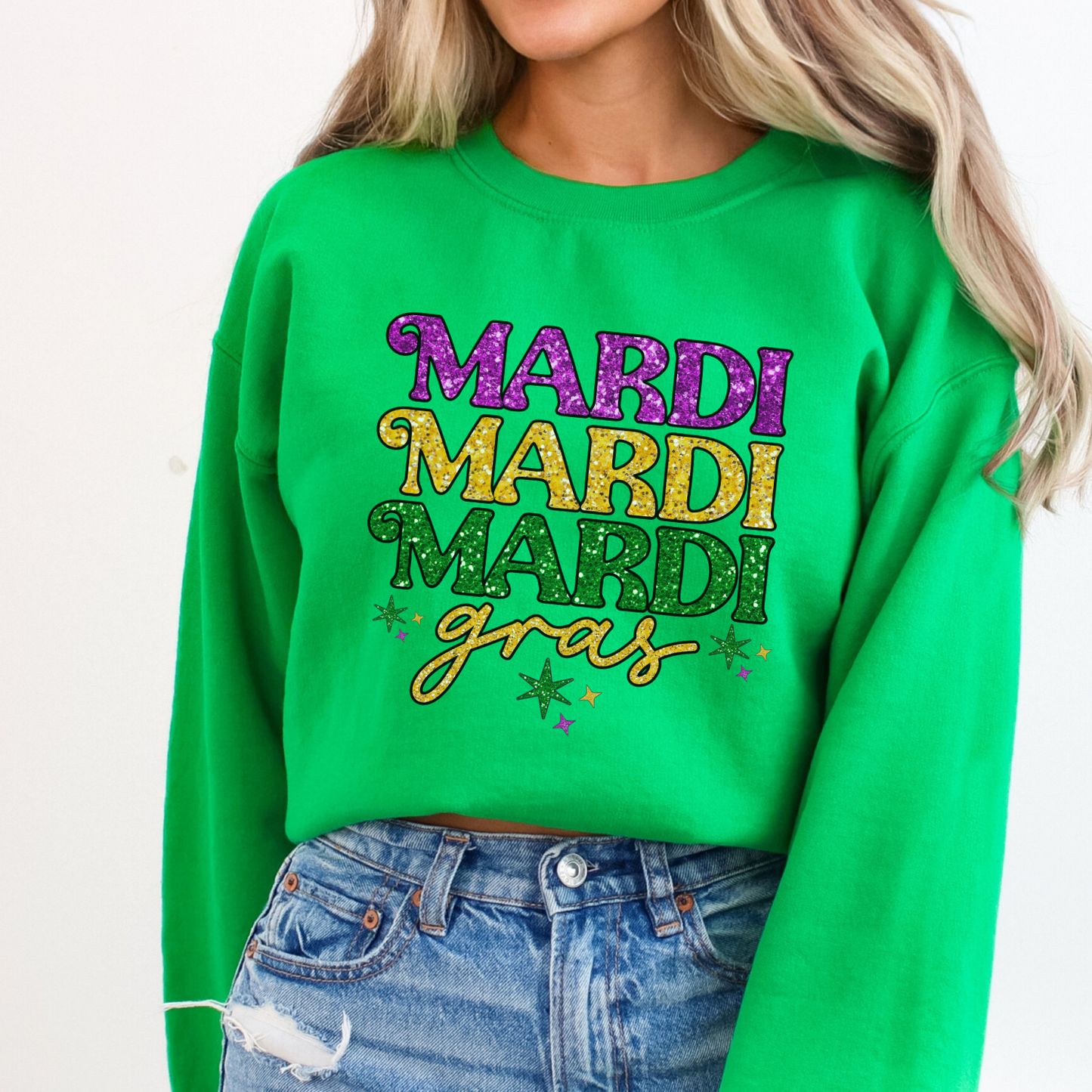 Sparkling Mardi Gras women's graphic sweatshirt