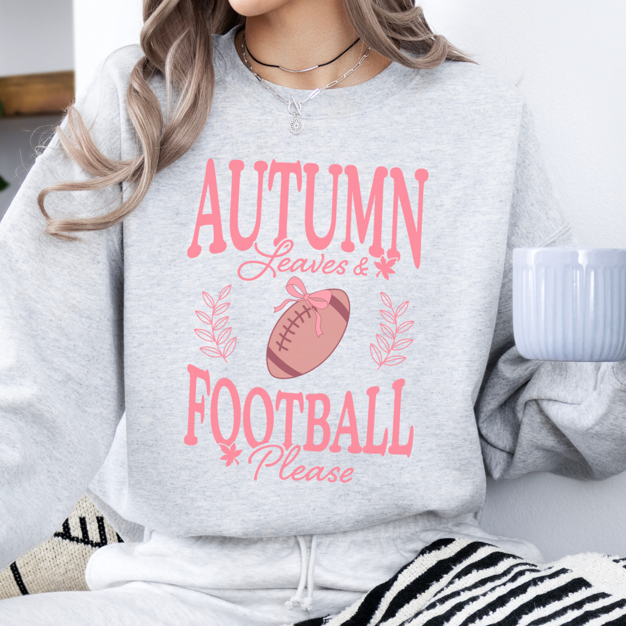 Autumn Leaves Football please pink coquette sweatshirt