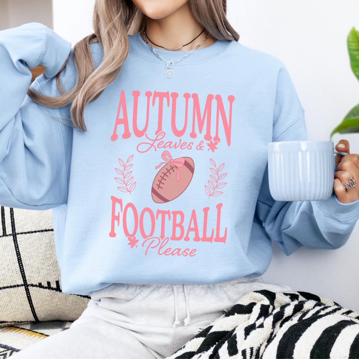 Autumn Leaves Football please pink coquette sweatshirt