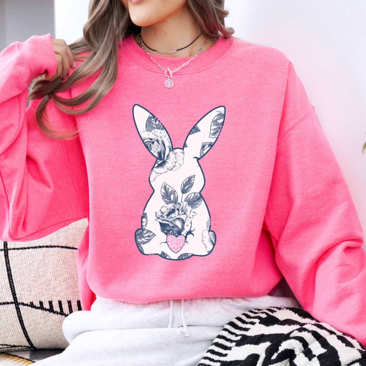 Blue floral Easter bunny sweatshirt