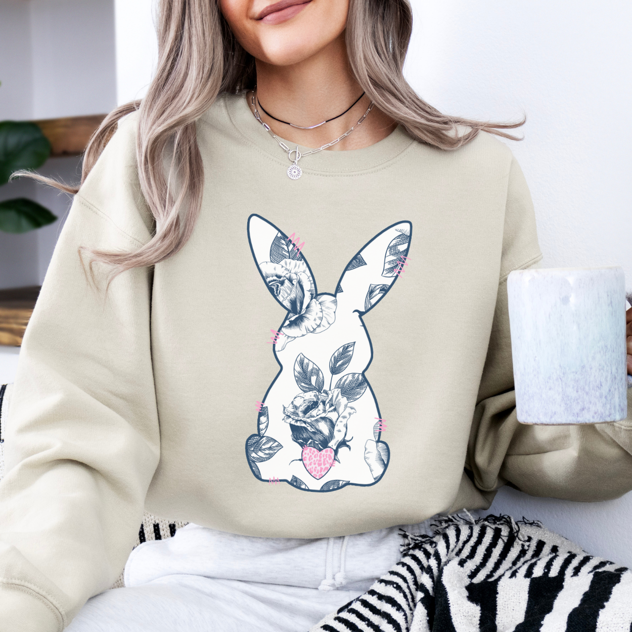 Blue floral Easter bunny sweatshirt