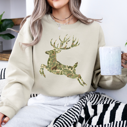 Camouflage buck unisex hunting sweatshirt