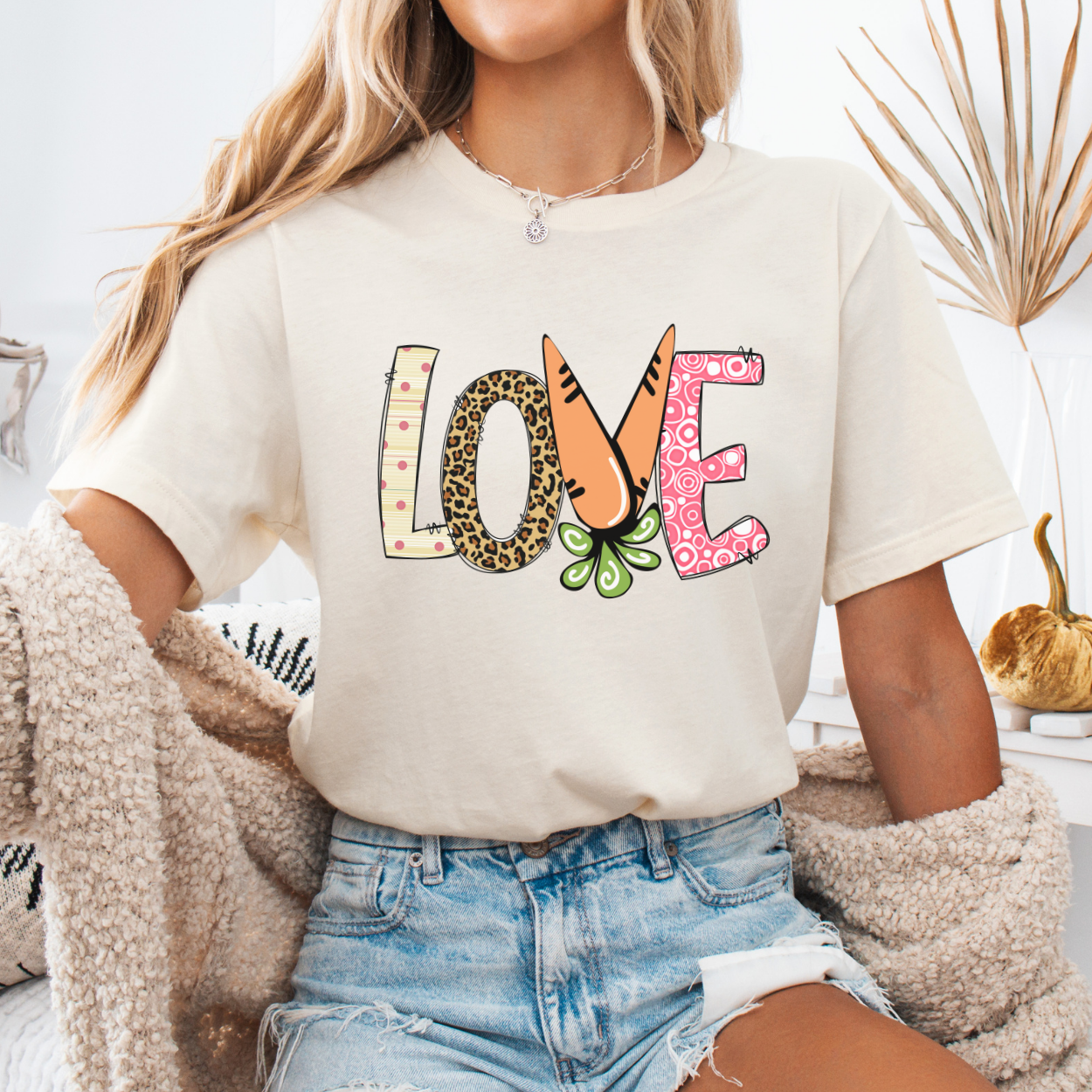 Cute whimsical love Easter graphic t-shirt