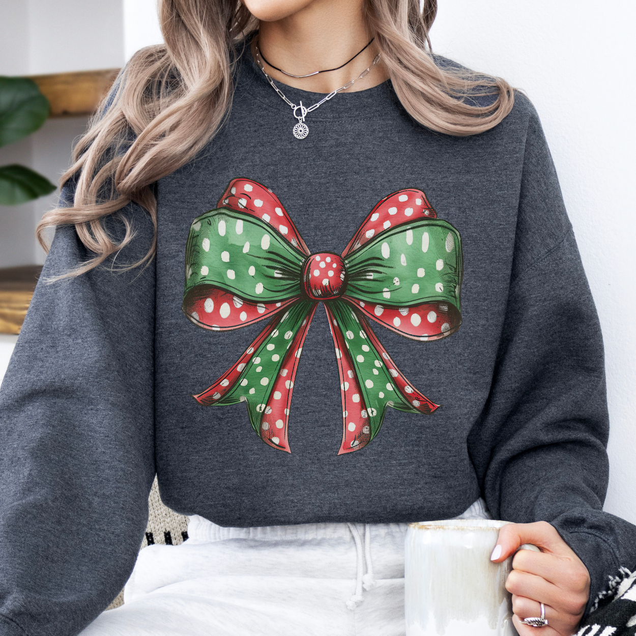 Christmas bow coquette sweatshirt