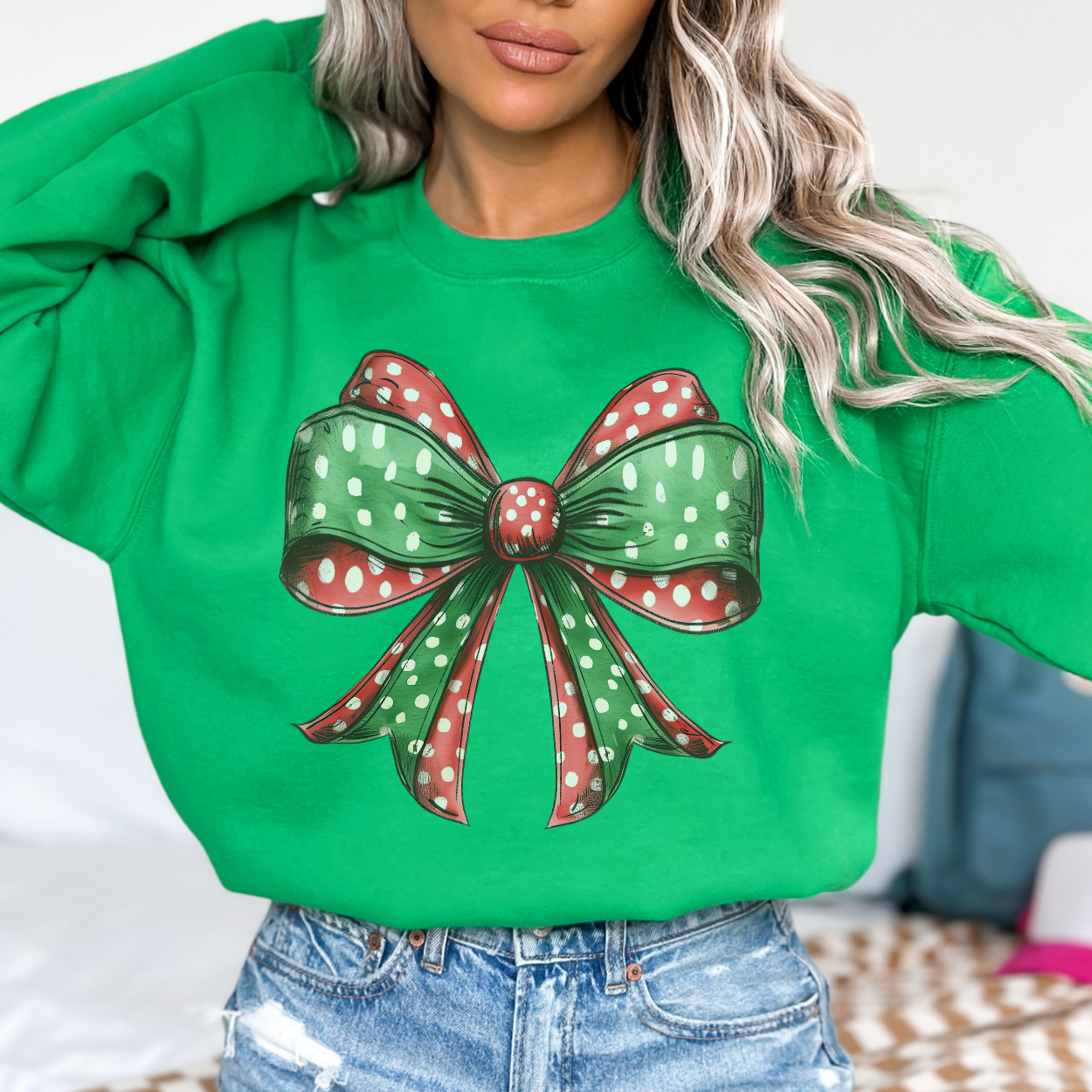 Christmas bow coquette sweatshirt