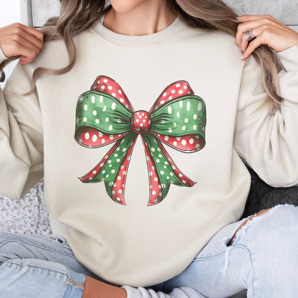 Christmas bow coquette sweatshirt