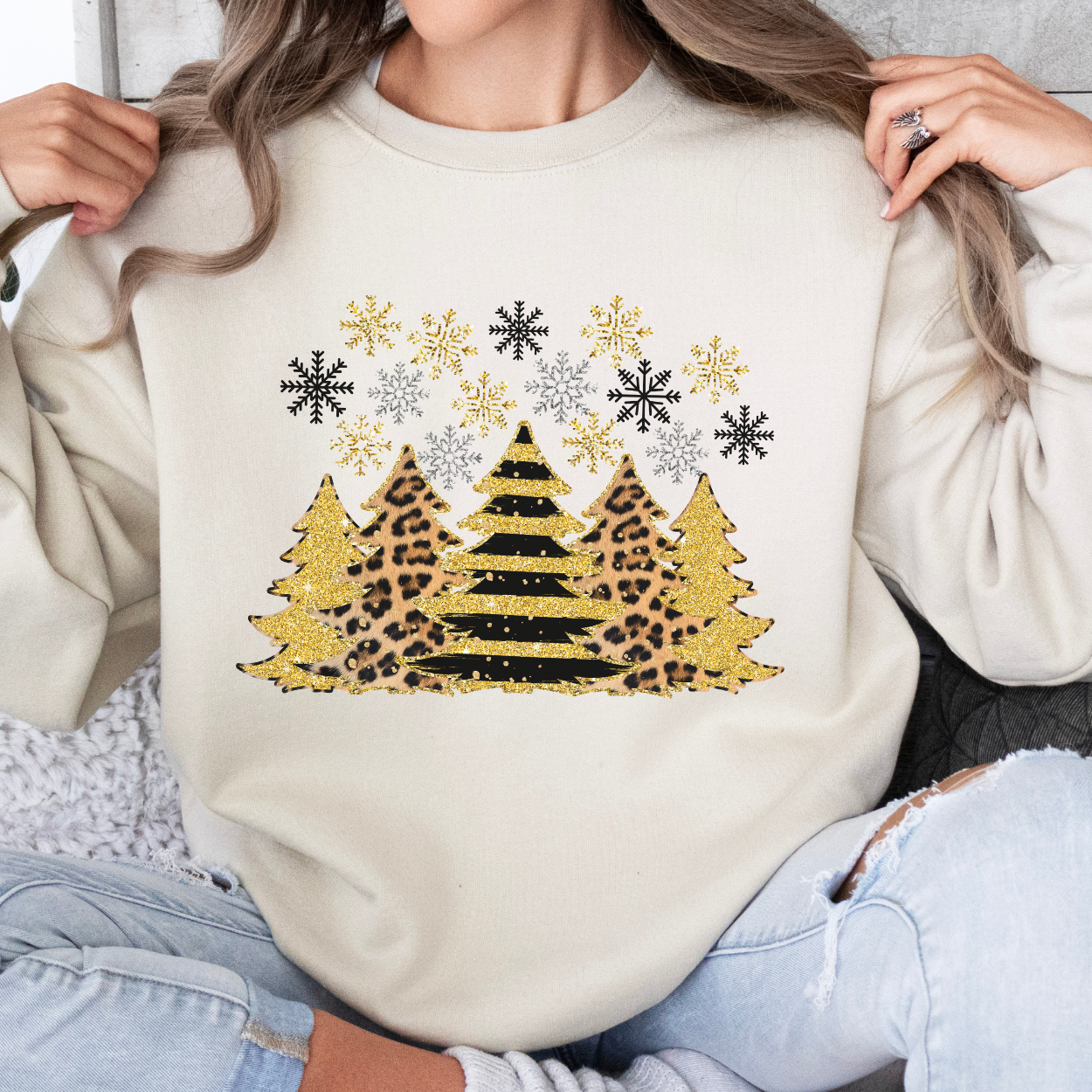 Gold Faux Glitter Christmas tree sweatshirt