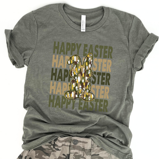 Happy Easter Camo bunny graphic t-shirt