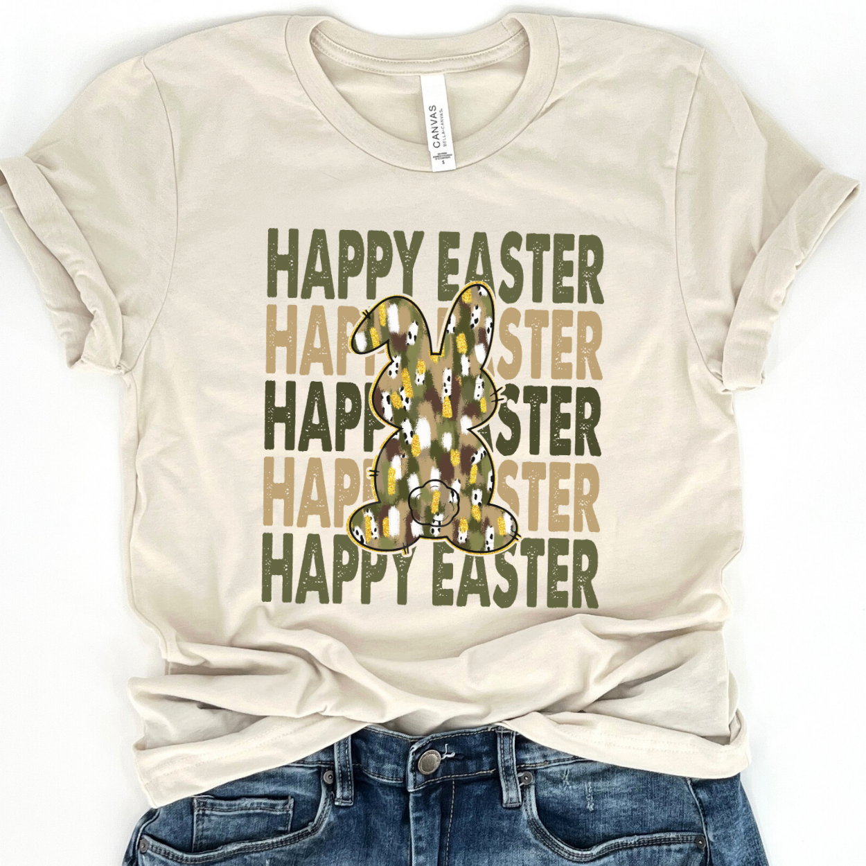 Happy Easter Camo bunny graphic t-shirt