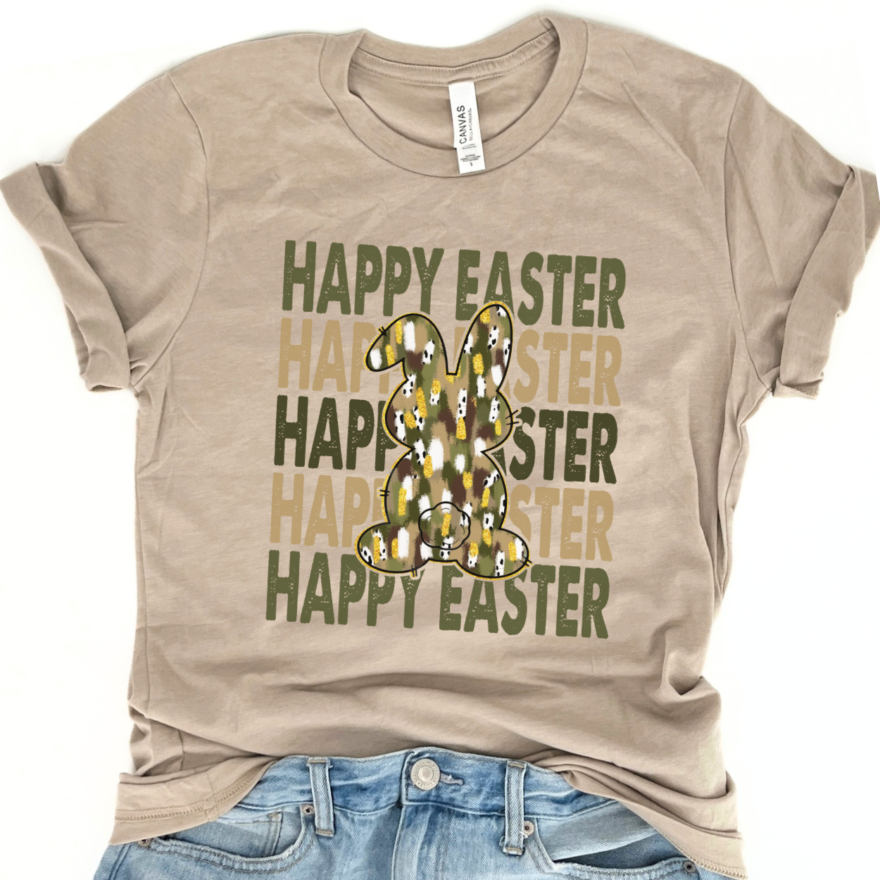 Happy Easter Camo bunny graphic t-shirt