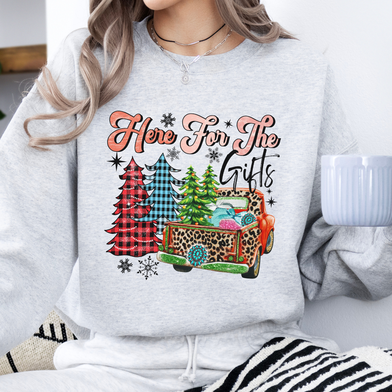 Here for the gifts Christmas sweatshirt