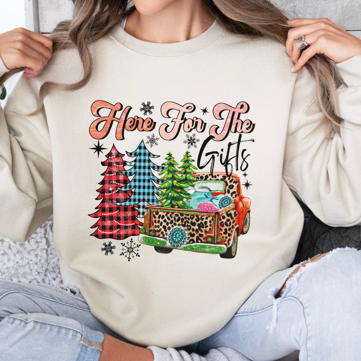 Here for the gifts Christmas sweatshirt