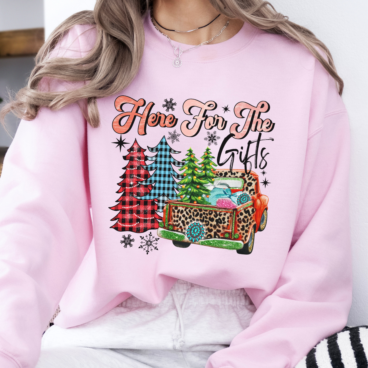 Here for the gifts Christmas sweatshirt