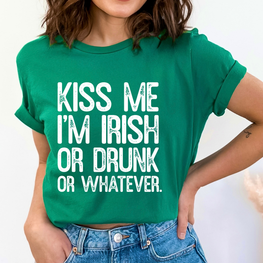 Kiss me I'm Irish Holiday graphic t-shirt, Funny drinking top