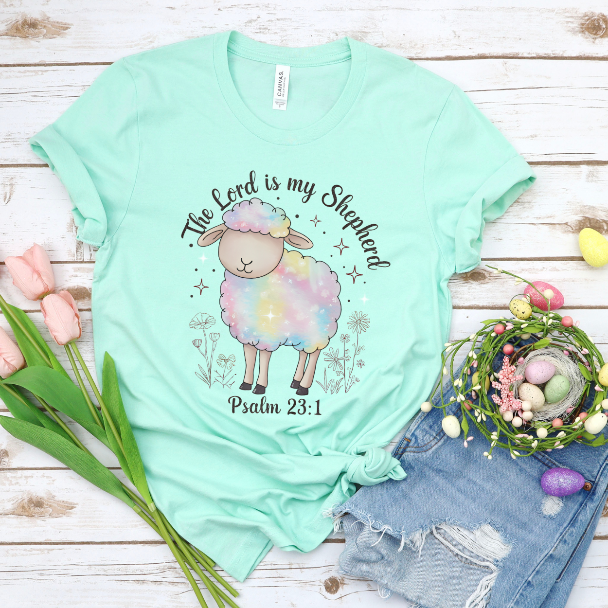 the Lord is my shepherd Easter graphic t-shirt