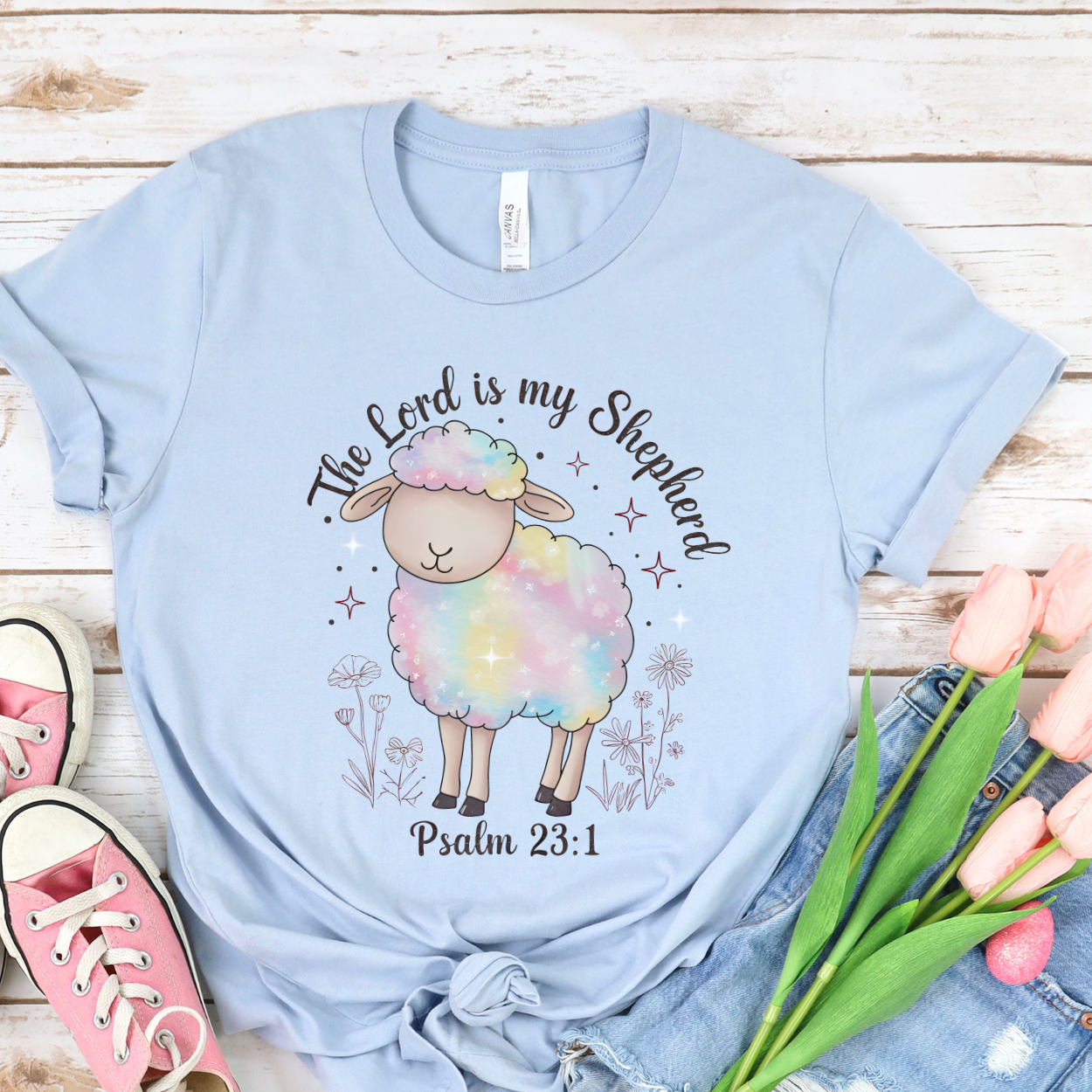 the Lord is my shepherd Easter graphic t-shirt