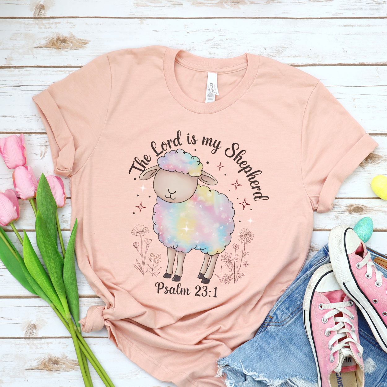 the Lord is my shepherd Easter graphic t-shirt