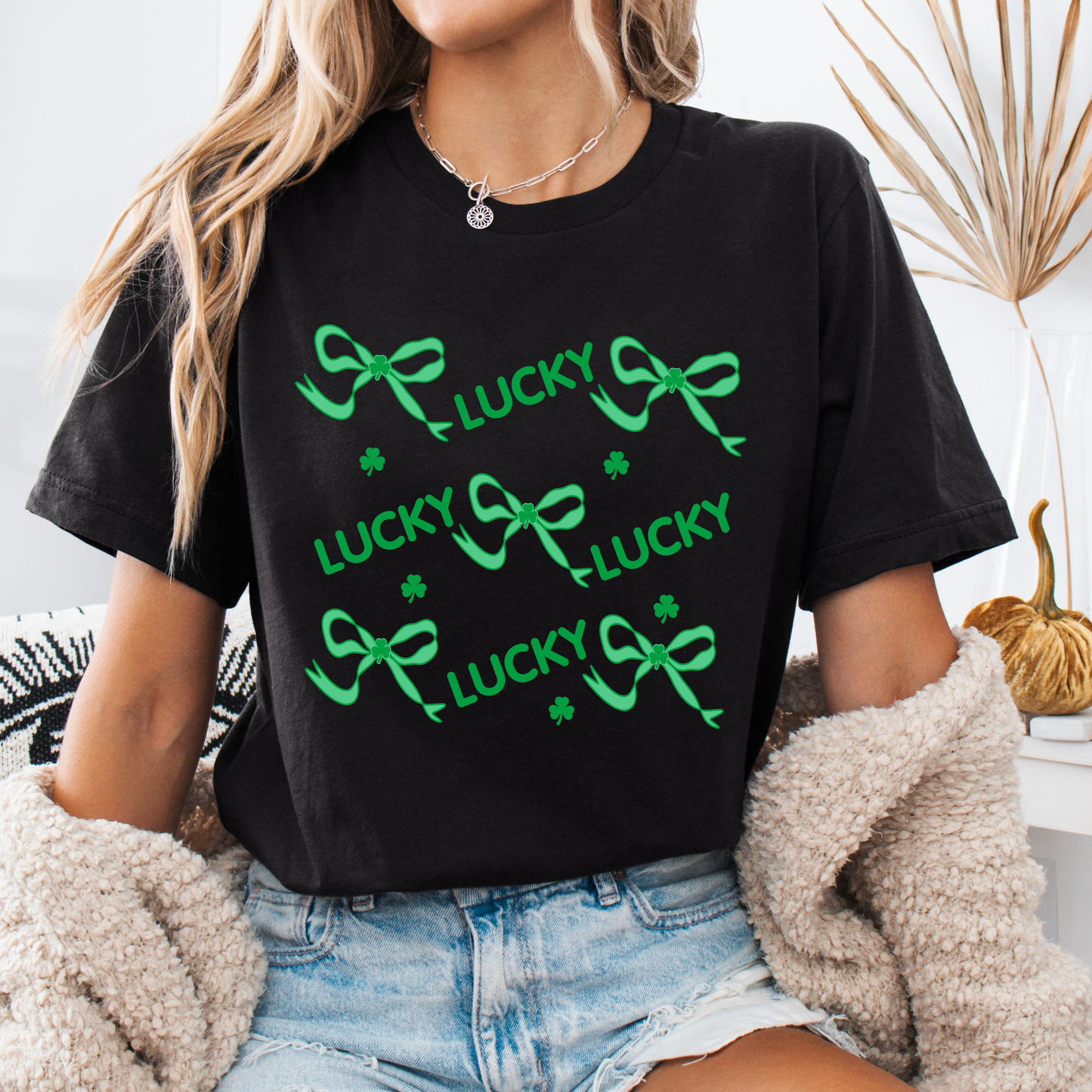 St. Patrick's Day green bows graphic t-shirt