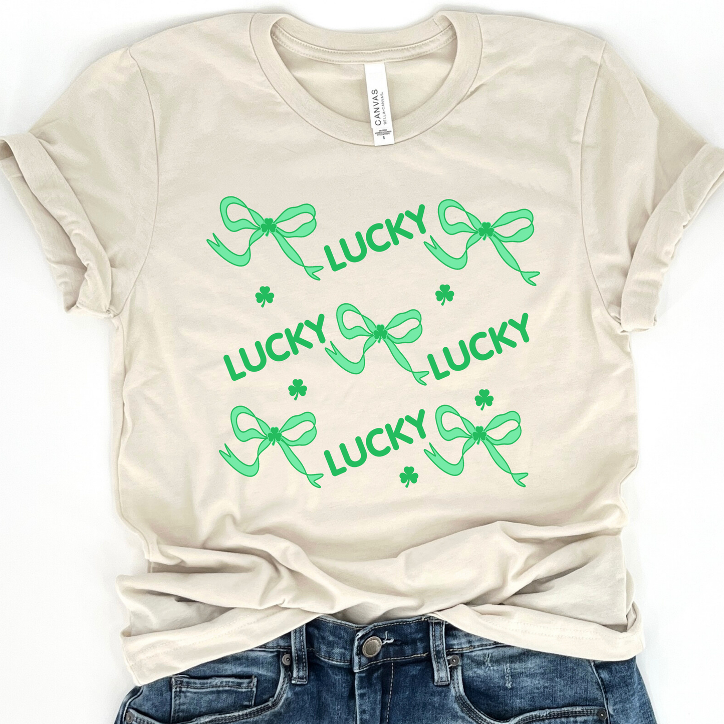 St. Patrick's Day green bows graphic t-shirt