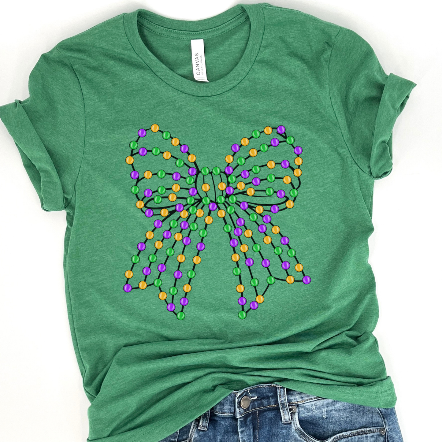 Mardi Gras beaded ribbongraphic t-shirt