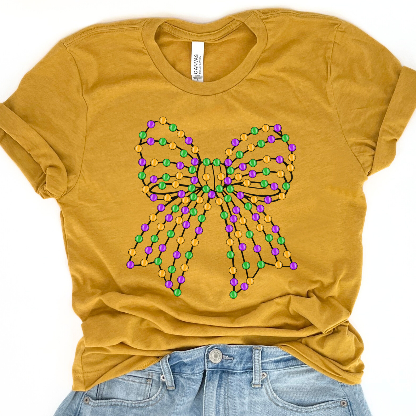 Mardi Gras beaded ribbongraphic t-shirt