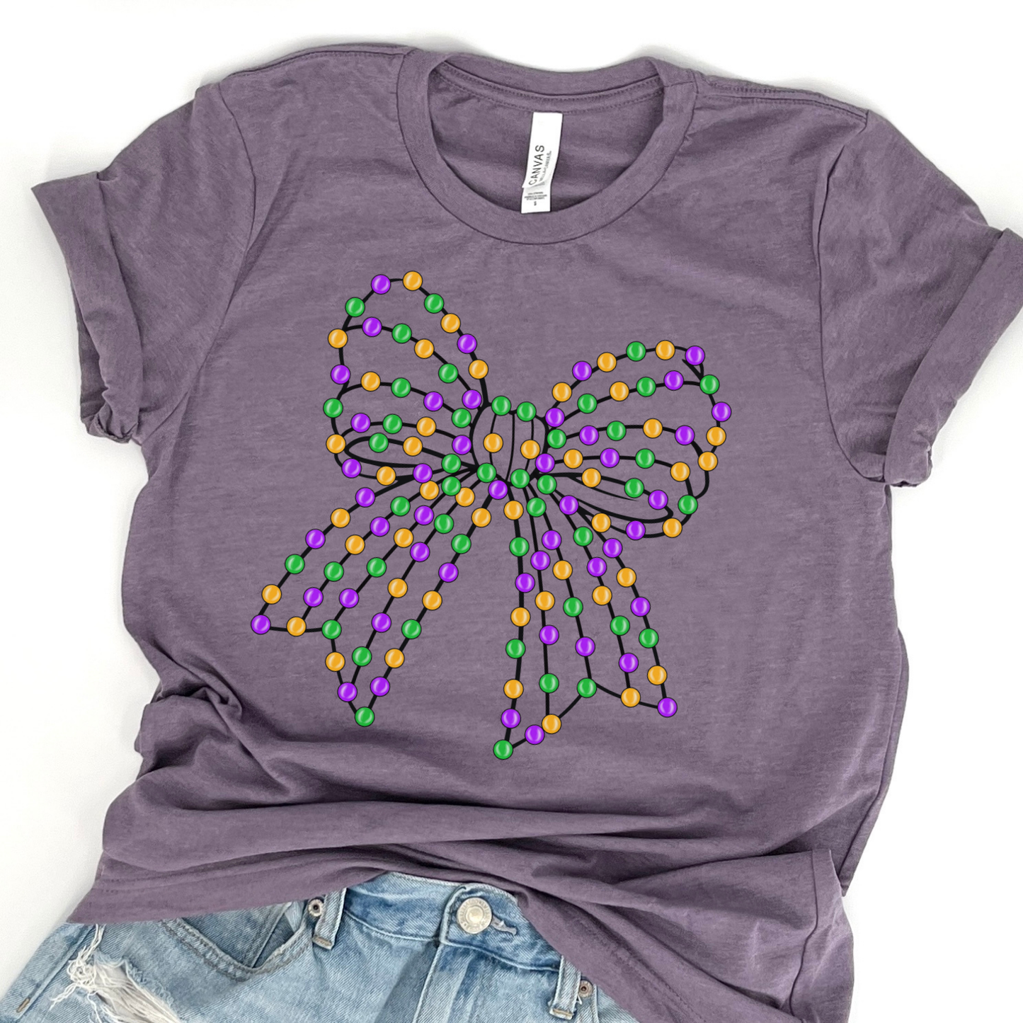 Mardi Gras beaded ribbongraphic t-shirt