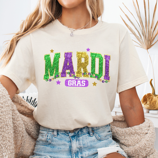 Mardi Gras faux sequins graphic t-shirt