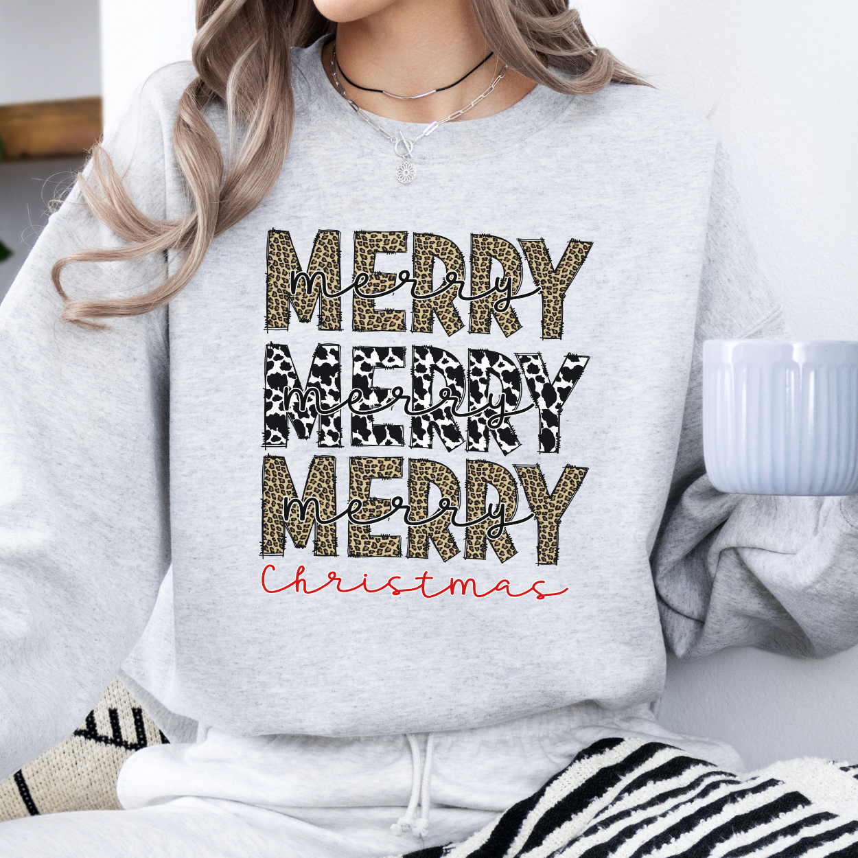 Merry Christmas leopard print sweatshirt