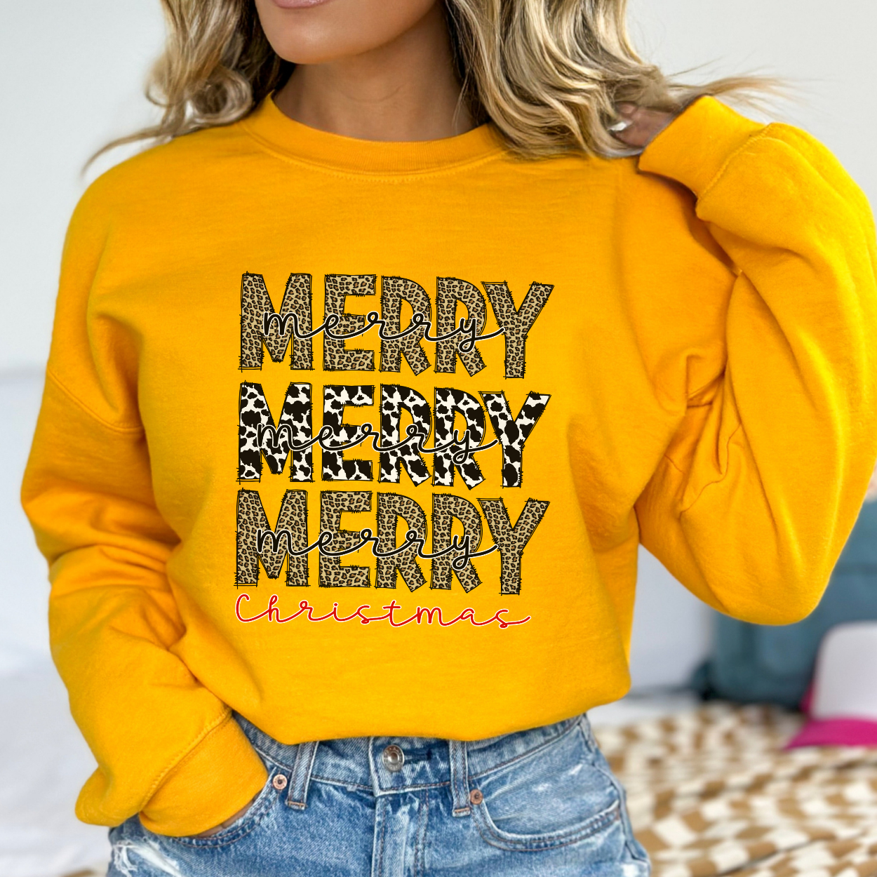 Merry Christmas leopard print sweatshirt