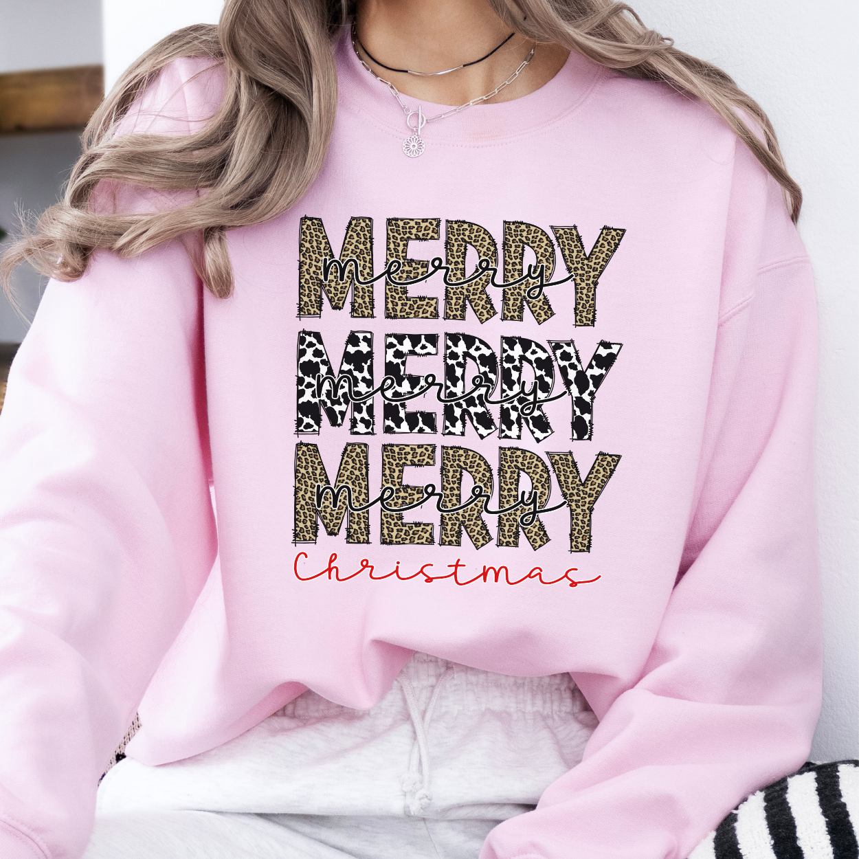 Merry Christmas leopard print sweatshirt