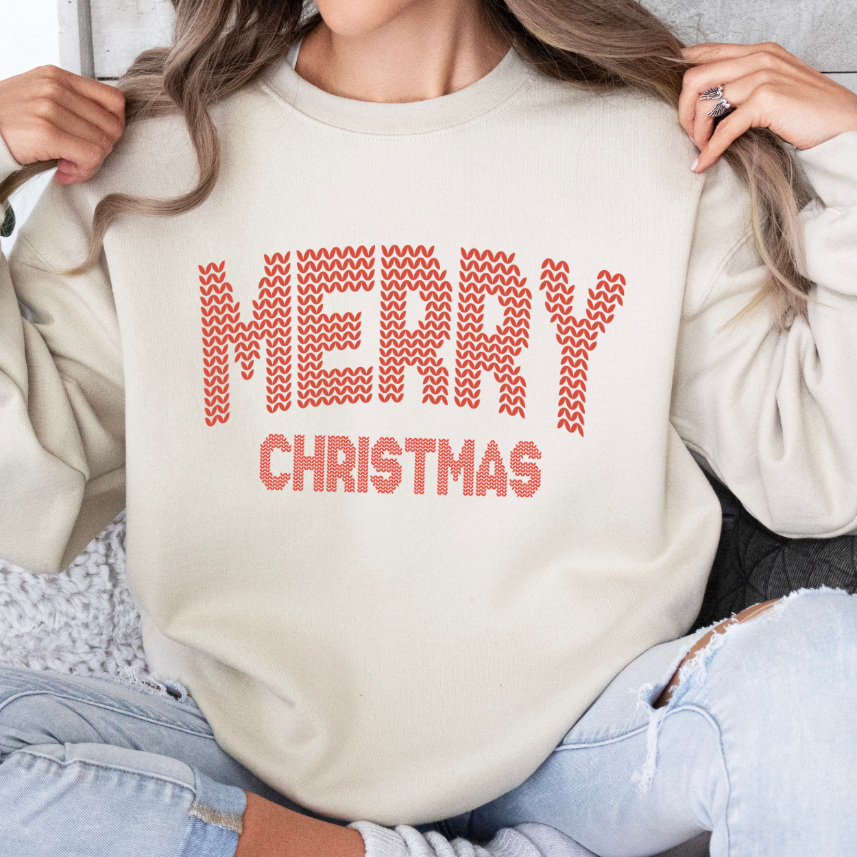 Knitted Merry Christmas sweatshirt