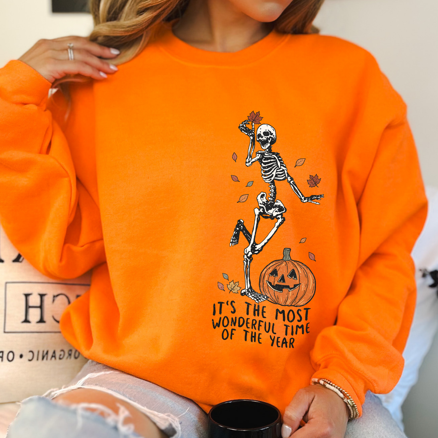 Dancing skeleton Halloween sweatshirt.  The most wonderful time of the year