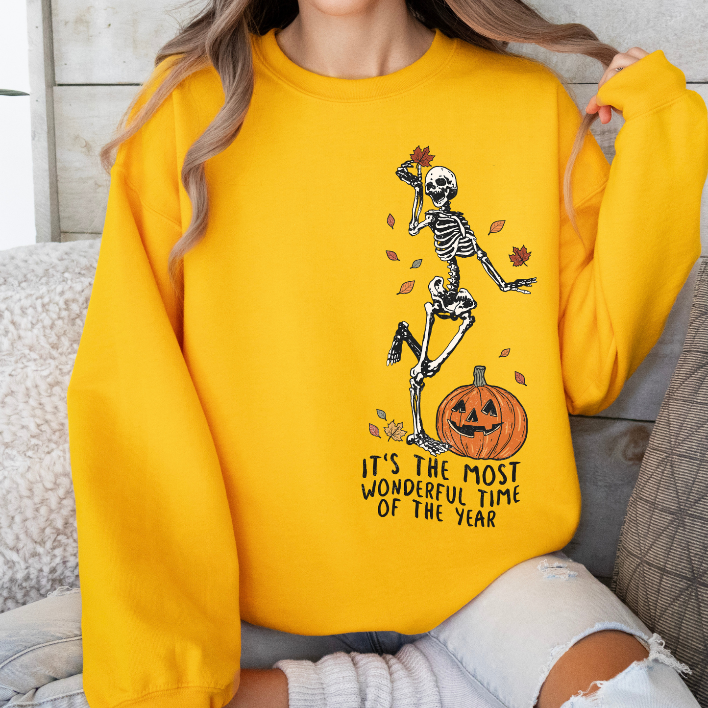 Dancing skeleton Halloween sweatshirt.  The most wonderful time of the year