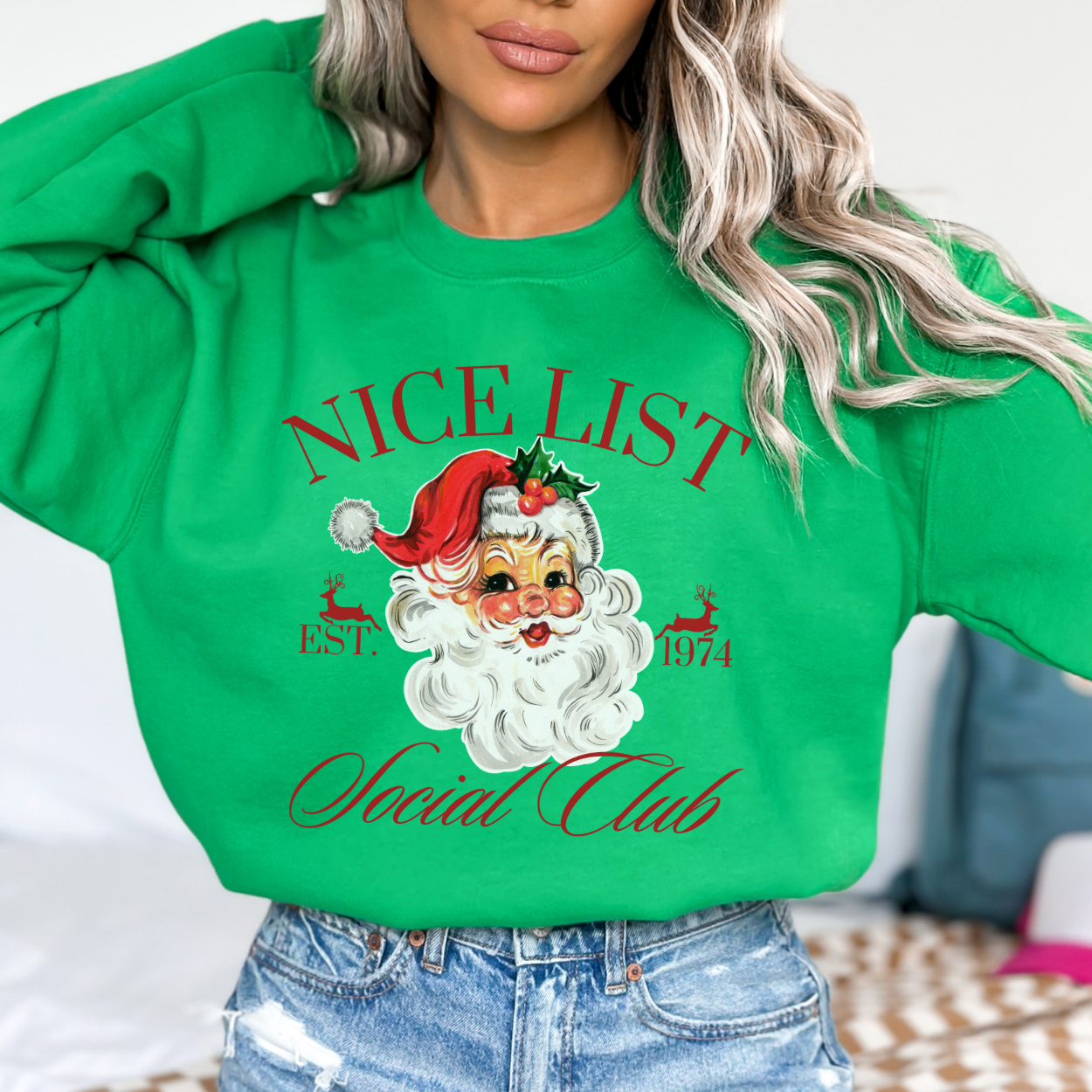 Santa's nice list social club women's sweatshirt