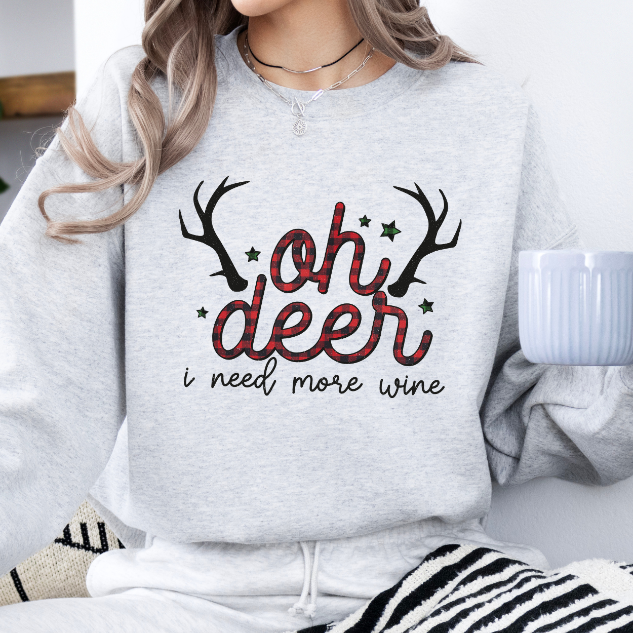 Oh deer I need more wine women's Christmas sweatshirt