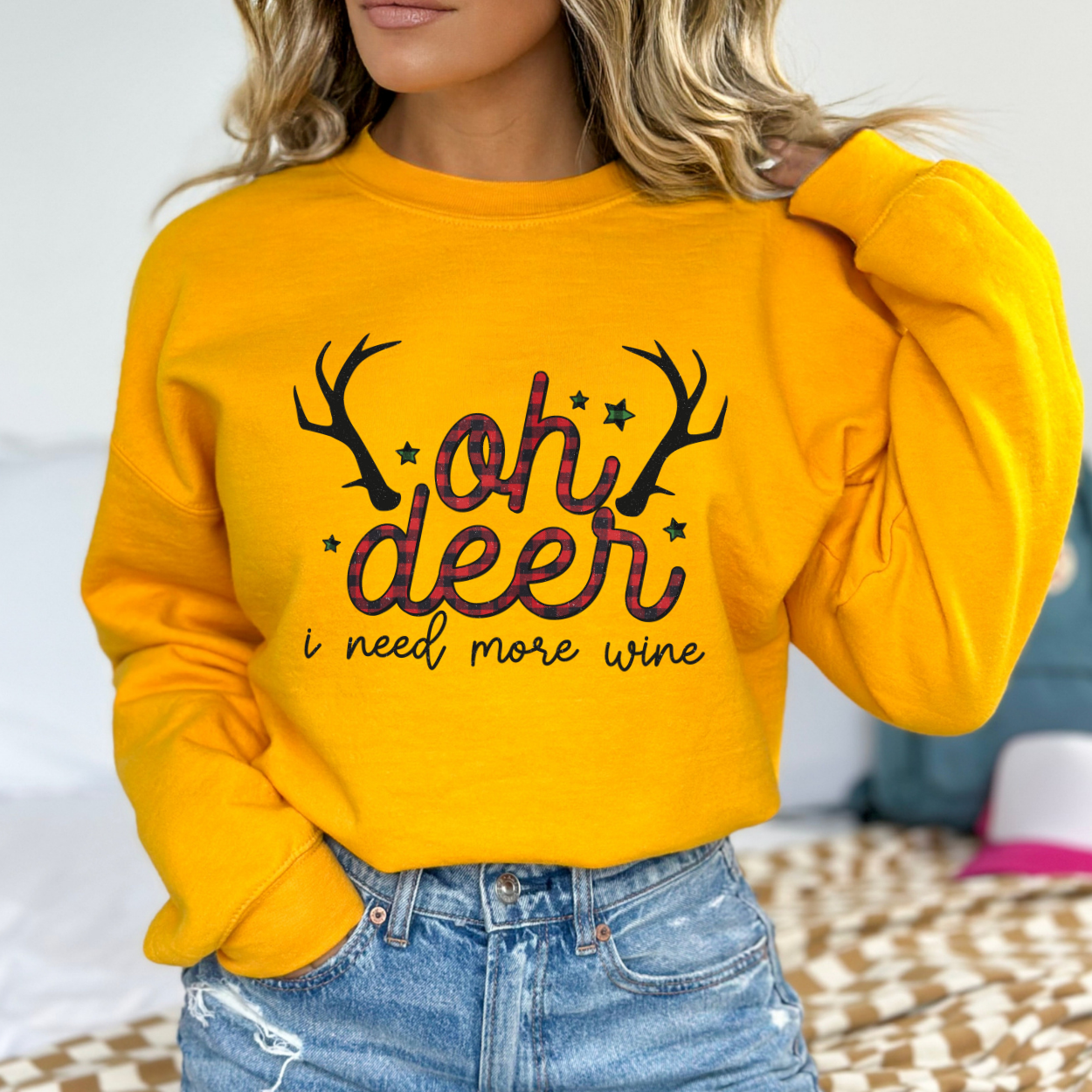 Oh deer I need more wine women's Christmas sweatshirt