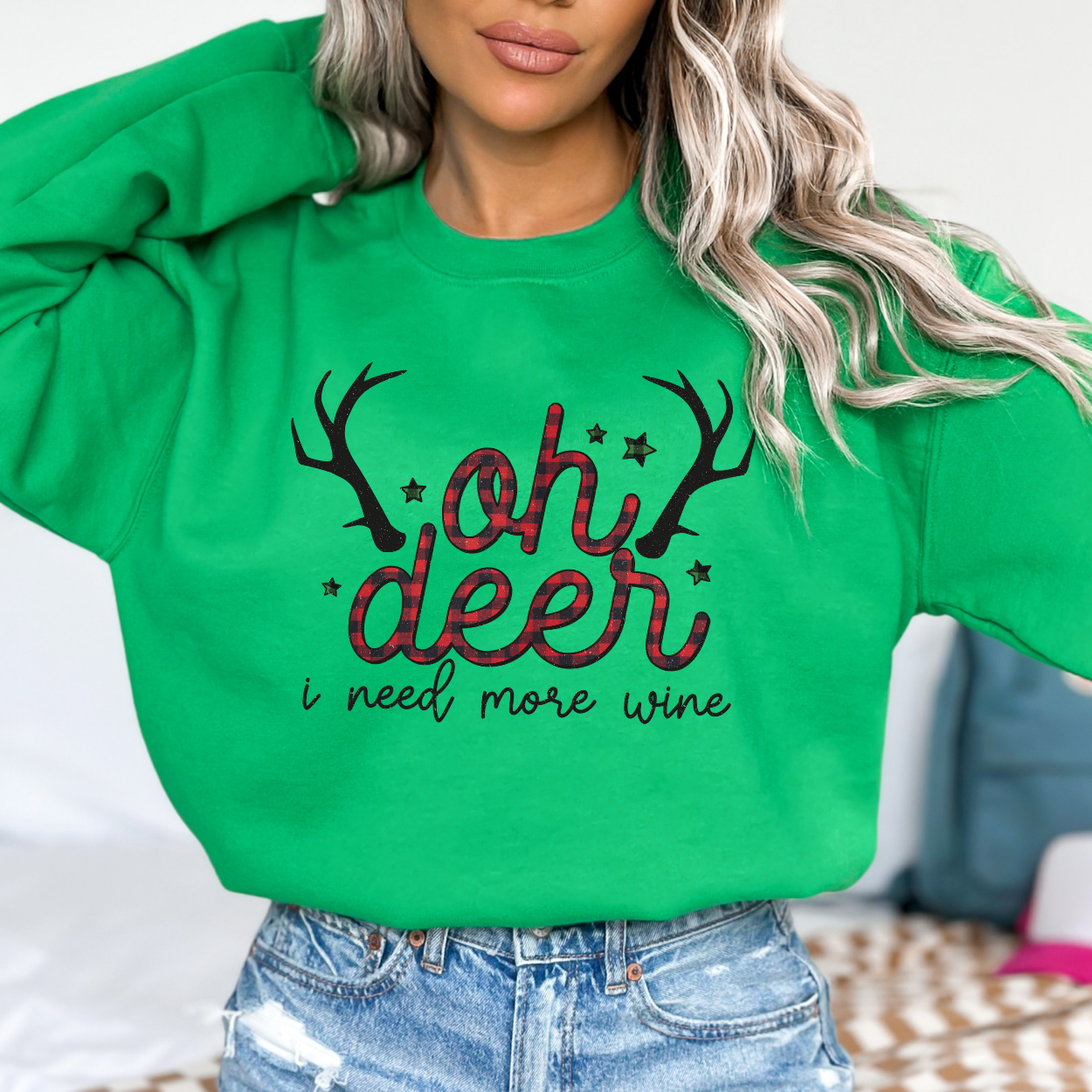 Oh deer I need more wine women's Christmas sweatshirt