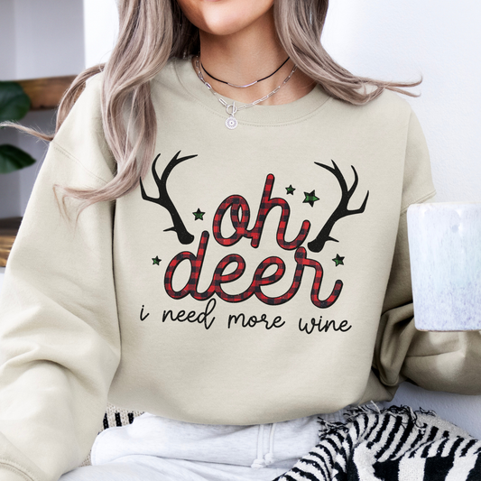 Oh deer I need more wine women's Christmas sweatshirt