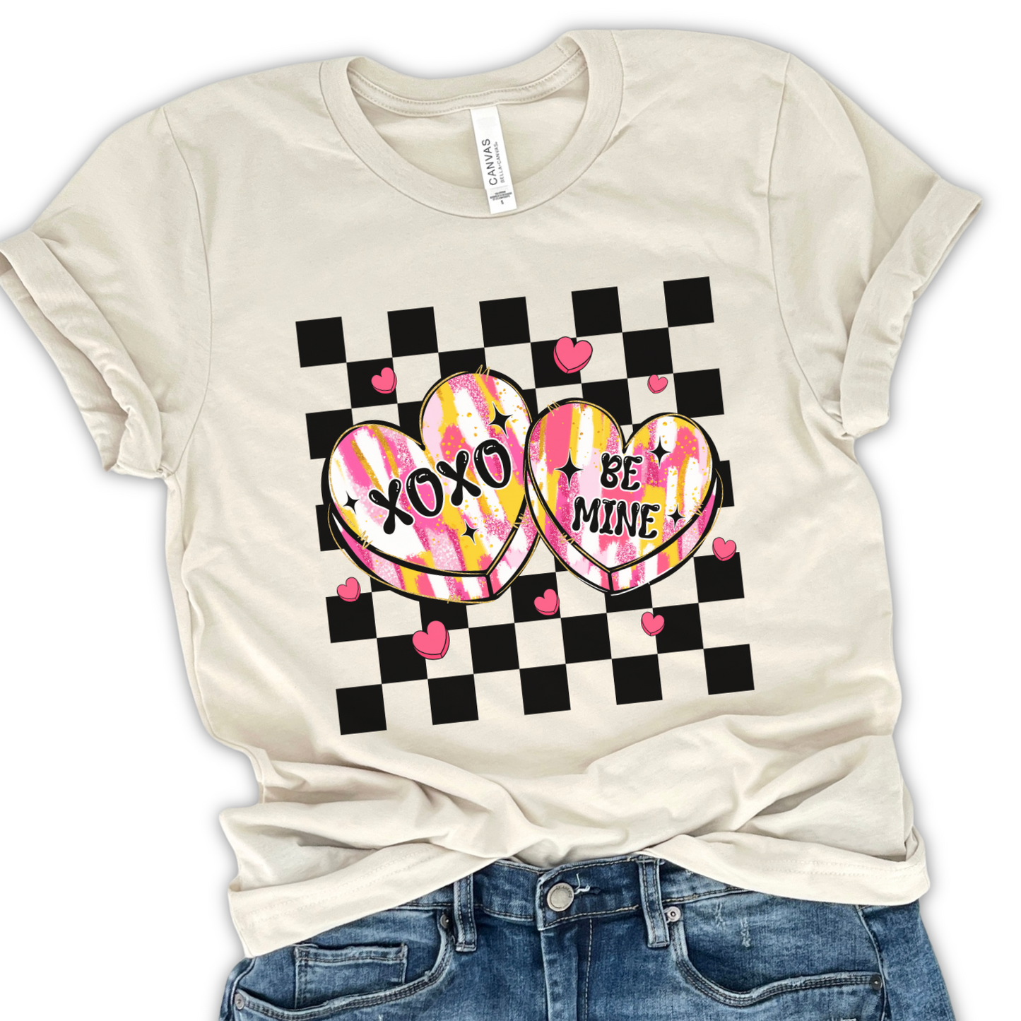 Retro XOXO Valentine's day hearts graphic t-shirt