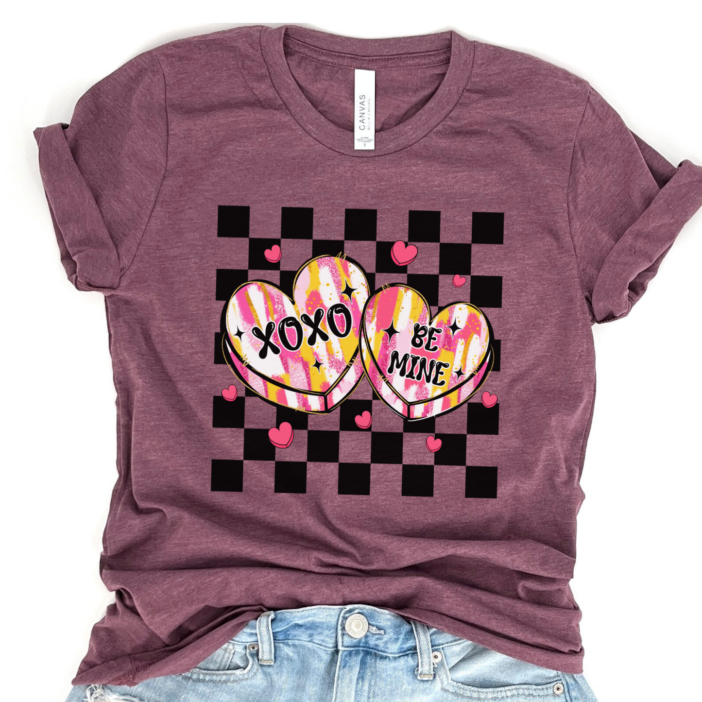 Retro XOXO Valentine's day hearts graphic t-shirt