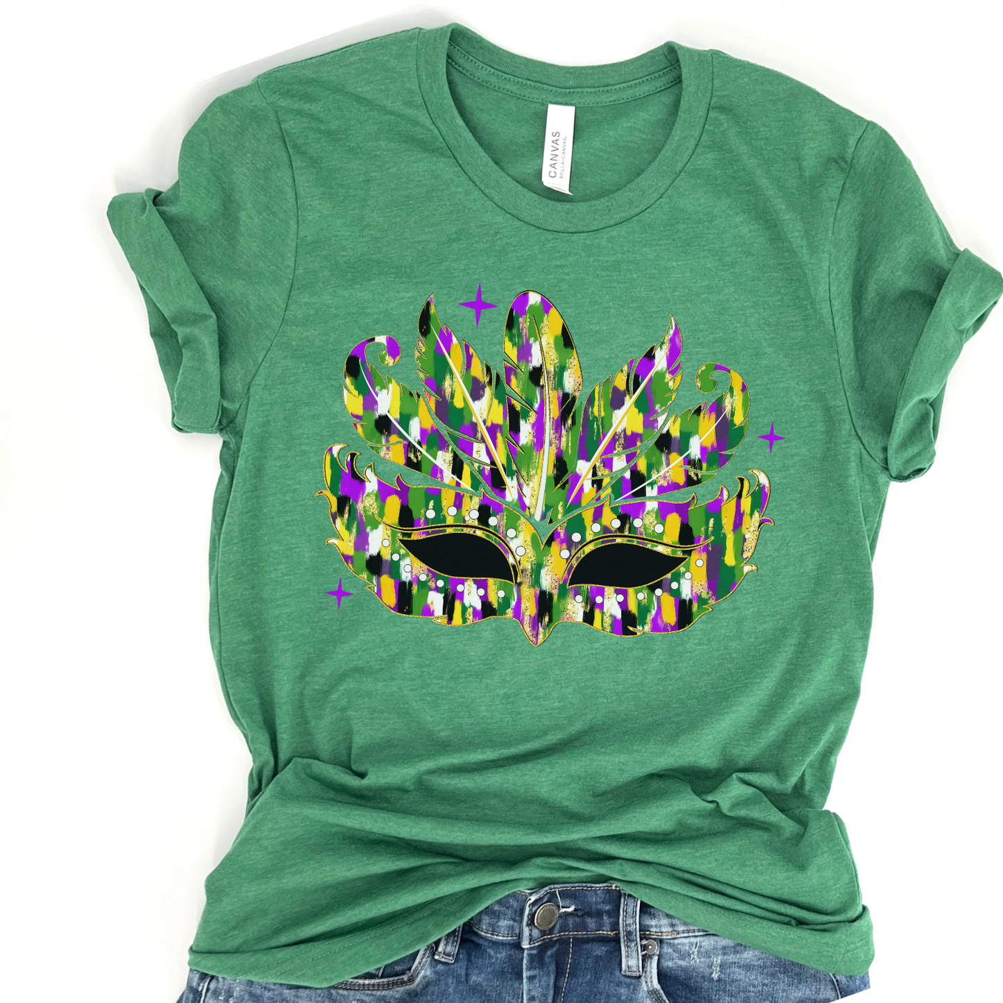 Mardi Gras mask graphic t-shirt