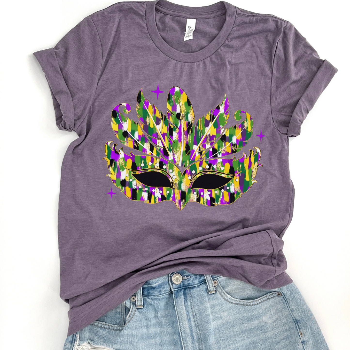 Mardi Gras mask graphic t-shirt