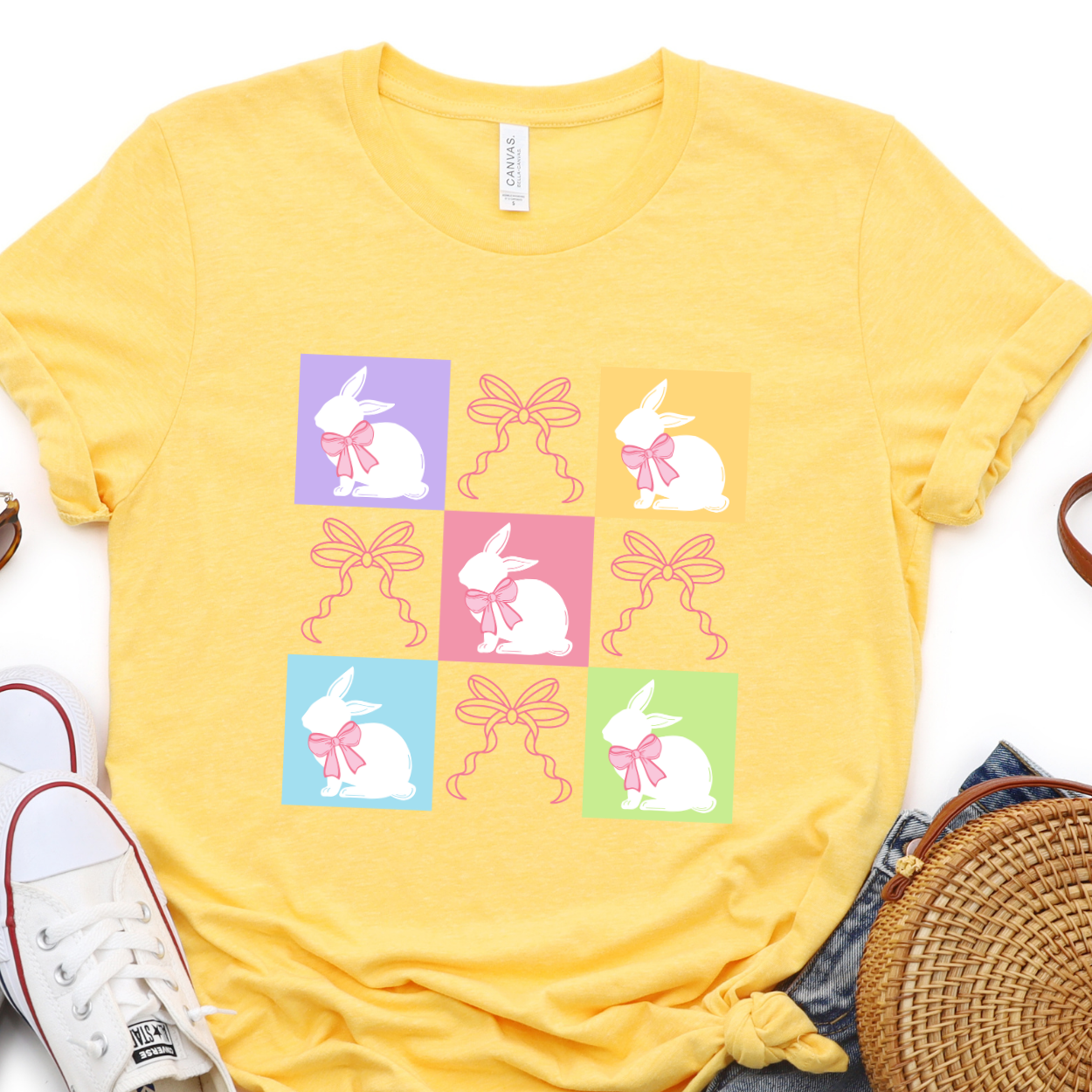 Soft, Trendy pastel Easter coquette graphic t-shirt