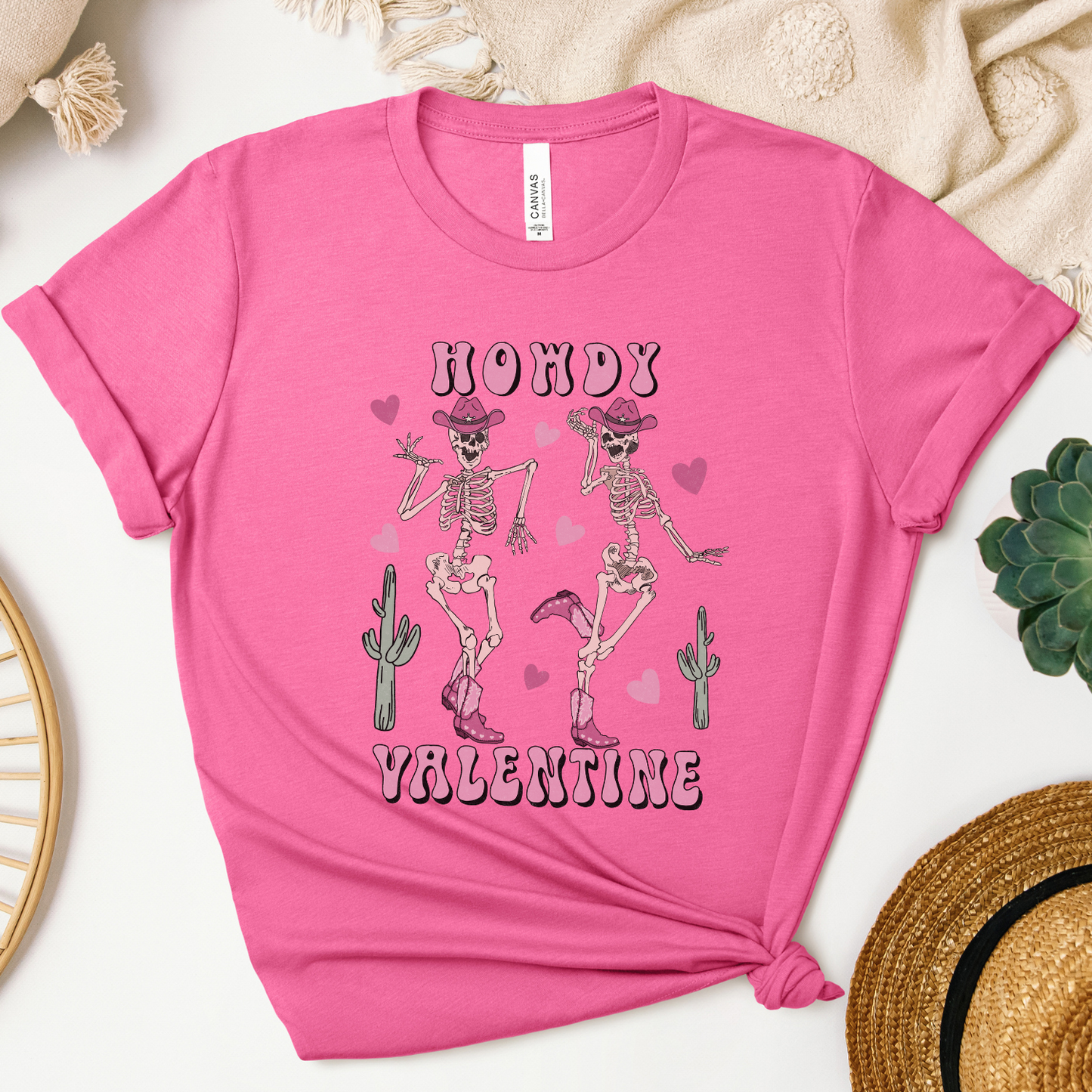 Howdy dancing skeletons Valentine's graphic t-shirt