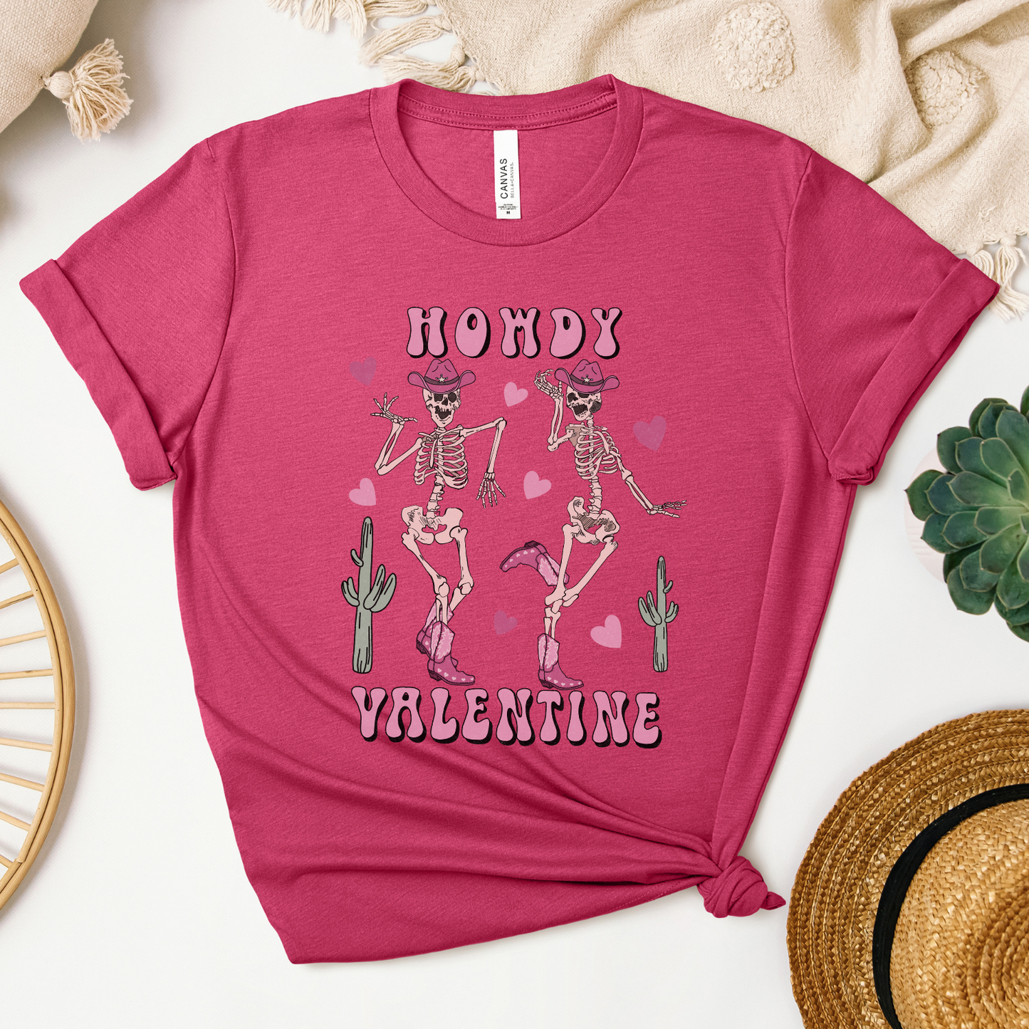 Howdy dancing skeletons Valentine's graphic t-shirt