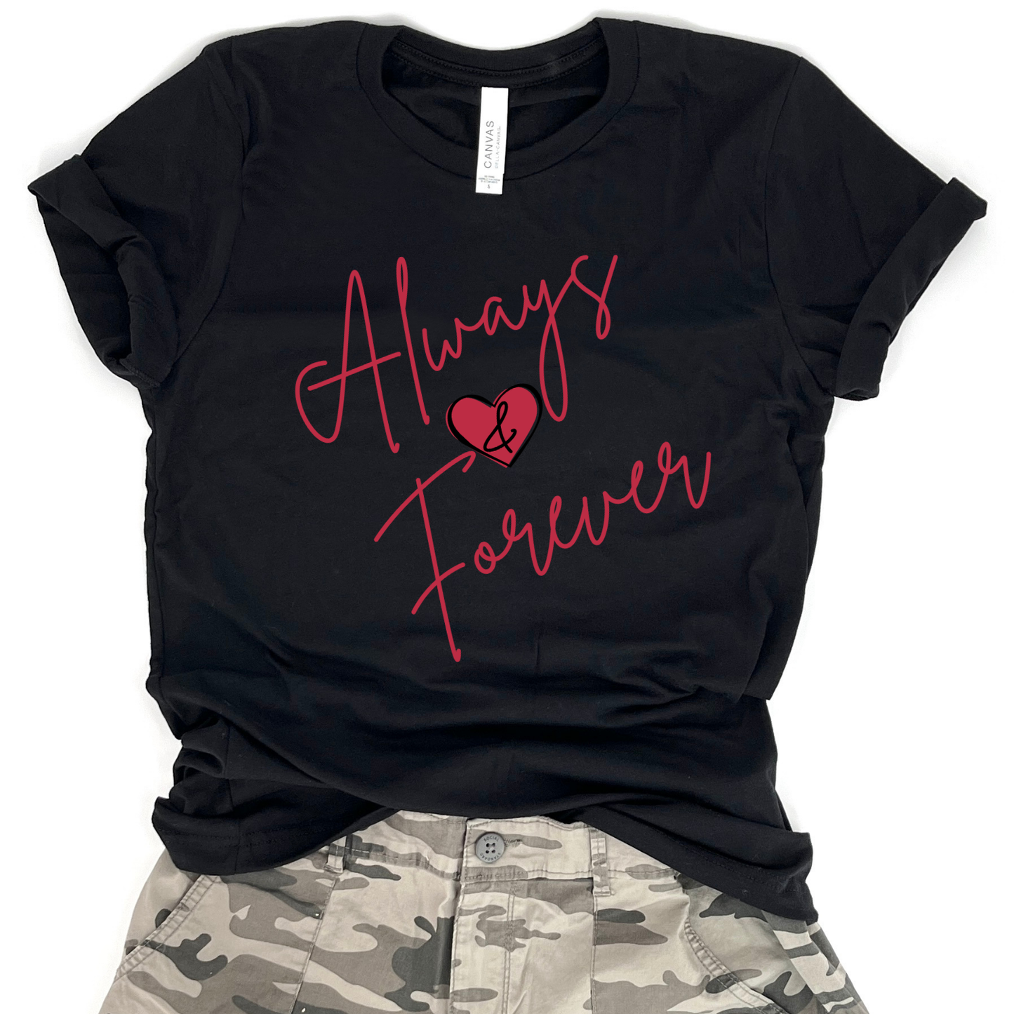 Always and Forever women's Valentine's Day graphic t-shirt