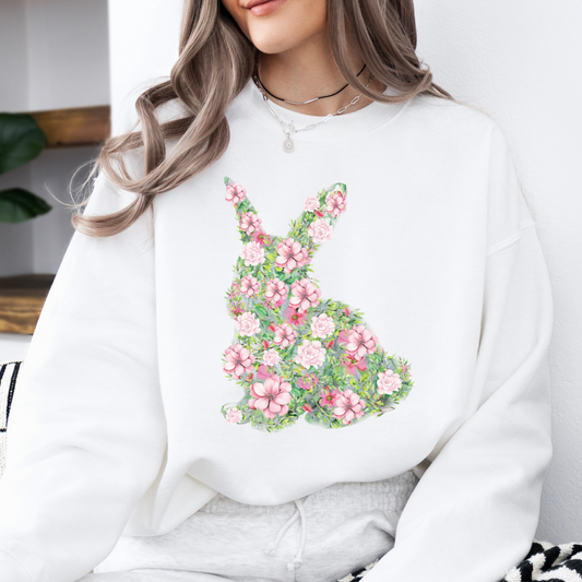 Easter bunny and flowers graphic sweatshirt